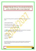 NR601&sol;NR 601 FINAL EXAM QUESTIONS AND ANSWERS 100&percnt; PASS 2026&sol;2027