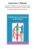 Instructor&rsquo;s Resource Manual for Collaborative Consultation in the Schools&colon; Effective Practices for Students with Learning and Behavior Problems&comma; 5th edition&comma; by Thomas J&period; Kampwirth Chapter 1-10 &vert; All Chapters