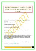 PATHOPHYSIOLOGY NSG 533 EXAM 1 QUESTIONS AND ANSWERS 100&percnt; PASS 2026&sol;2027