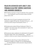 RELIAS RN ADVANCED MATH ABILITY 2026 PREMIUM EXAM PREP VERIFIED QUESTIONS AND ANSWERS GRADED A&plus;