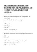 MED SURG II HESI EXAM CERTIFICATION EVALUATION TEST 2026 FULL QUESTIONS AND CORRECT ANSWERS ALREADY PASSED GRADED A&plus;