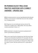 RN PHARMACOLOGY FINAL EXAM PRACTICE QUESTIONS WITH CORRECT ANSWERS &mdash; UPDATED 2026