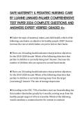 SAFE MATERNITY & PEDIATRIC NURSING CARE BY LUANNE LINNARD-PALMER COMPREHENSIVE TEST PAPER 2026 COMPLETE QUESTIONS AND ANSWERS EXPERT VERIFIED GRADED A&plus;