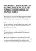SAFE MATERNITY & PEDIATRIC NURSING CARE BY LUANNE LINNARD-PALMER ACTUAL TEST PAPER 2026 COMPLETE QUESTIONS AND SOLUTIONS GRADED A