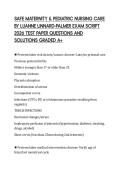 SAFE MATERNITY & PEDIATRIC NURSING CARE BY LUANNE LINNARD-PALMER EXAM SCRIPT 2026 TEST PAPER QUESTIONS AND SOLUTIONS GRADED A&plus;