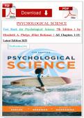 Test Bank for Psychological Science 7th Edition &lpar; by Elizabeth A&period; Phelps &comma;Elliot Berkman &rpar; All Chapters 1-15&vert; Latest Edition 2025