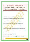 PA EMISSIONS INSPECTOR CERTIFICATION&period; EXAM QUESTIONS AND ANSWERS 100&percnt; PASS 2026&sol;2027