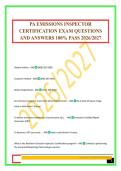 PA EMISSIONS INSPECTOR CERTIFICATION EXAM QUESTIONS AND ANSWERS 100&percnt; PASS 2026&sol;2027