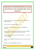 PADI OPEN WATER DIVER FINAL EXAM QUESTIONS AND ANSWERS 100&percnt; PASS 2026&sol;2027