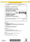 Pearson Edexcel Level 3 GCE Religious Studies Advanced Subsidiary PAPER 3&colon; New Testament Studies Question Paper and Mark Scheme JUNE 2025