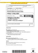 Pearson Edexcel Level 3 GCE Religious Studies Advanced Subsidiary PAPER 1&colon; Philosophy of Religion Question Paper and Mark Scheme MAY 2025