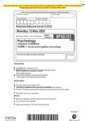 Pearson Edexcel Level 3 GCE Psychology Advanced Subsidiary PAPER 1&colon; Social and Cognitive Psychology Question Paper and Mark Scheme MAY 2025
