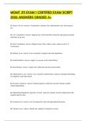 MGMT 311 EXAM 1 ACTUAL EXAMINATION 2026 QUESTIONS WITH SOLUTIONS GRADED A&plus;