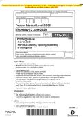 Pearson Edexcel Level 3 GCE Portuguese Advanced PAPER 3&colon; Listening&comma; Reading and Writing in Portuguese Question Paper and Mark Scheme JUNE 2025