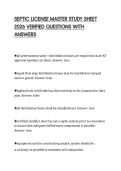 SEPTIC LICENSE MASTER STUDY SHEET 2026 VERIFIED QUESTIONS WITH ANSWERS