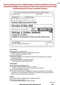 Pearson Edexcel Level 3 GCE Biology A &lpar;Salters Nuffield &rpar; Advanced  Subsidiary PAPER 2&colon; Development&comma; Plants and the Environment 2025  Combined Question Paper and Mark Scheme