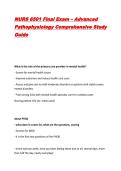 NURS 6501 Final Exam &ndash; Advanced Pathophysiology Comprehensive Study Guide