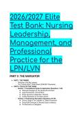 2026&sol;2027 Elite Test Bank&colon; Nursing Leadership&comma; Management&comma; and Professional Practice for the LPN&sol;LVN by Tamara Dahlkemper &ndash; 88 Questions with Full Rationales & Mentor Analysis