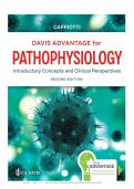 TEST BANK FOR Davis Advantage for Pathophysiology&colon; Introductory Concepts and Clinical Perspectives Second Edition by Theresa Capriotti&period;ISBN&colon;978-0803694118&period;COMPLETE GUIDE ALL CHAPTERS COVERED 100&percnt; VERIFIED A&plus; GRADE ASSURED&excl;&excl;&excl;&excl;&excl; NEW LATEST UPDATE&excl;&excl;&excl;&excl;&excl;