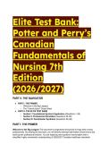 2026&sol;2027 Elite Test Bank&colon; Potter and Perry&rsquo;s Canadian Fundamentals of Nursing 7th Edition - All Chapters Included