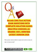 Nevada CNA Final Exam 2026 &ndash; Certified Nursing Assistant &lpar;CNA&rpar; &ndash; Complete Practice Questions with Verified Answers