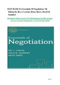 TEST BANK For Essentials of Negotiation&comma; 7th Edition by Roy Lewicki&comma; Bruce Barry&comma; Verified Chapters 1 - 12