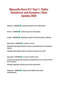 Maryville Nurs 611 Test 1&colon; Patho Questions and Answers &vert; New Update 2026