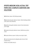 SPORTS MEDICINE HOSA ACTUAL TEST PAPER 2026 COMPLETE QUESTIONS AND SOLUTIONS