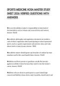 SPORTS MEDICINE HOSA MASTER STUDY SHEET 2026 VERIFIED QUESTIONS WITH ANSWERS