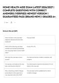 HOME HEALTH AIDE EXAM  LATEST 2026&sol;2027 &vert; COMPLETE QUESTIONS WITH CORRECT ANSWERS &lpar;VERIFIED&rpar; NEWEST VERSION &vert; GUARANTEED PASS &lpar;BRAND NEW&rpar; &vert; GRADED A&plus;&period;