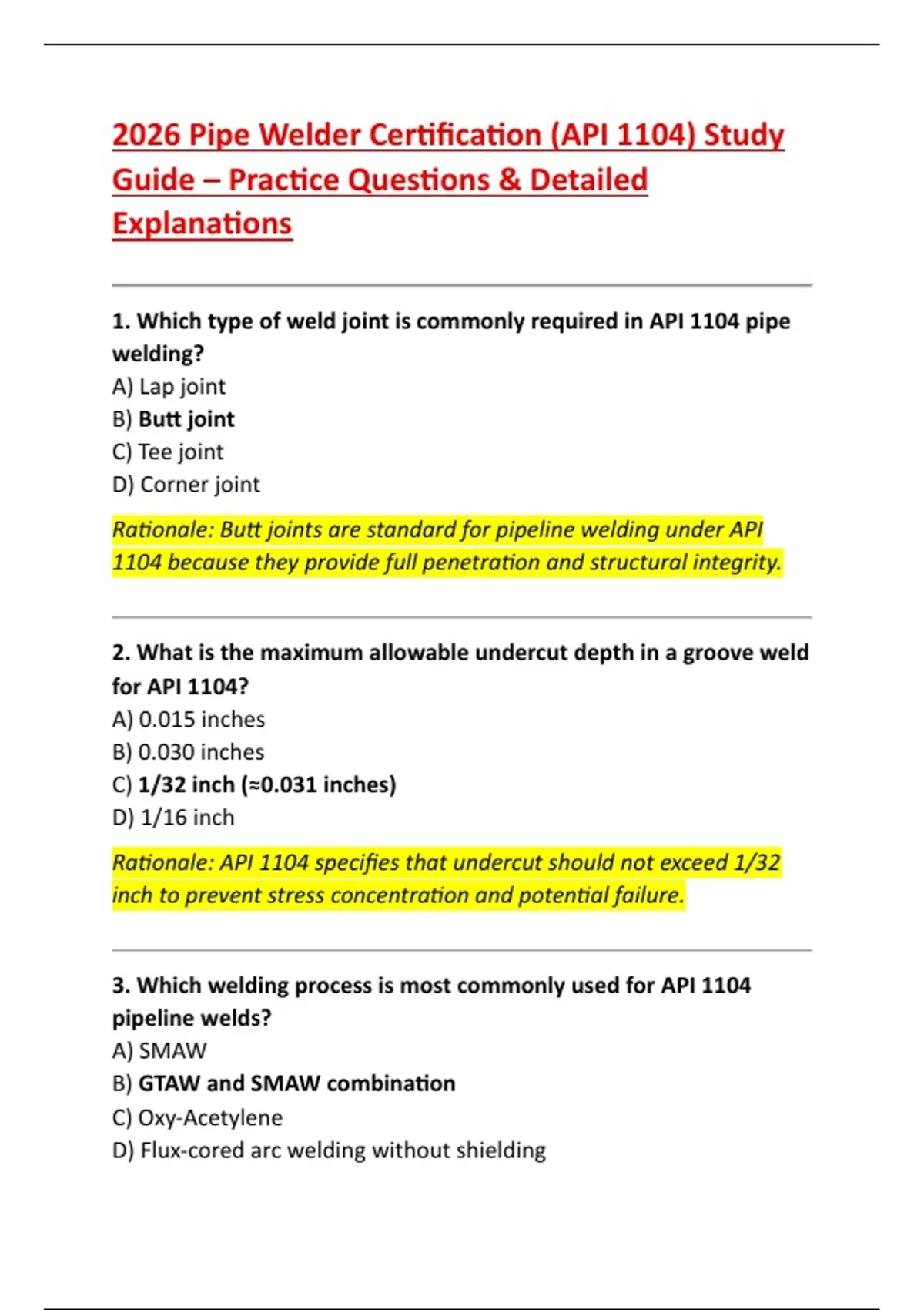 “2026 Pipe Welder Certification (API 1104) Study Guide – Practice ...