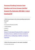 Tennessee Plumbing Contractor Exam  Questions and Correct Answers &lpar;Verified  Answers&rpar; Plus Rationales 2026 Q&A &vert; Instant  Download Pdf 