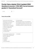 EXAM  BUNDLE &vert;&vert;  Florida Claims Adjuster Exam Questions & Answers &vert; Latest Already Graded A&plus; &vert;Questions with Correct Answers 2026 latest update&excl;&excl;