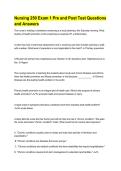 Nursing 250 Exam 1 Pre and Post Test Questions and Answers
