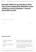 Paramedic FISDAP Airway Final Review EXAM fully solved & updated 2025-2026&lpar;latest version verified for accuracy&rpar; &lpar;Questions &plus; Answers&rpar; Solved 100- Correct&excl;&excl; 