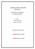 Instructor's Testing Manual for College Algebra 4th Edition by J&period; S&period; Ratti&comma; Marcus McWaters&comma; Chapter 1-8 &vert; All Chapters