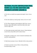 NATIONAL PILATES CERTIFICATION FINAL PAPER 2026 SOLVED QUESTIONS AND ACCURATE ANSWERS GRADED A&plus;