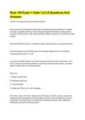 Nurs 104 Exam 1 Units 1&comma;2&comma;3&comma;4 Questions And  Answers