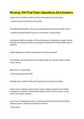 Nursing 104 Final Exam Questions And Answers