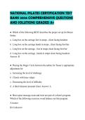 NATIONAL PILATES CERTIFICATION TEST BANK 2026 COMPREHENSIVE QUESTIONS AND SOLUTIONS GRADED A&plus;