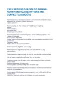CSR CERTIFIED SPECIALIST IN RENAL NUTRITION EXAM QUESTIONS AND CORRECT ANSWQERS