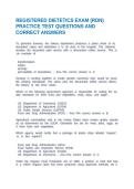 REGISTERED DIETETICS EXAM &lpar;RDN&rpar; PRACTICE TEST QUESTIONS AND CORRECT ANSWERS