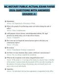 NC NOTARY PUBLIC ACTUAL EXAM PAPER 2026 QUESTIONS WITH ANSWERS GRADED A&plus;