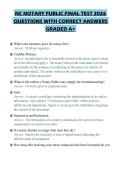NC NOTARY PUBLIC FINAL TEST 2026 QUESTIONS WITH CORRECT ANSWERS GRADED A&plus;