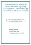 Accredited Test Bank & Solution Guide for Research Methods in Psychology&colon; Evaluating a World of Information&comma; 4th Edition by Beth Morling &mdash; All Lessons Included &lpar;Verified Answers&rpar;