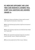 NC MEDICARE SUPPLEMENT AND LONG TERM CARE INSURANCE LICENSING FINAL SCRIPT 2026 QUESTIONS AND ANSWERS GRADED A&plus;