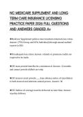 NC MEDICARE SUPPLEMENT AND LONG TERM CARE INSURANCE LICENSING PRACTICE PAPER 2026 FULL QUESTIONS AND ANSWERS GRADED A&plus;