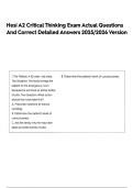Hesi A2 Critical Thinking Exam 2026 Edition Actual Questions And Correct Detailed Answers