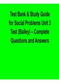 Test Bank & Study Guide for Social Problems Unit 3 Test &lpar;Bailey&rpar; &ndash; Complete Questions and Answers