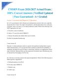 CMSRN Exam 2026&sol;2027 Actual Exam &vert; 100&percnt; Correct Answers &vert; Verified Updated &vert; Pass Guaranteed - A&plus; Graded